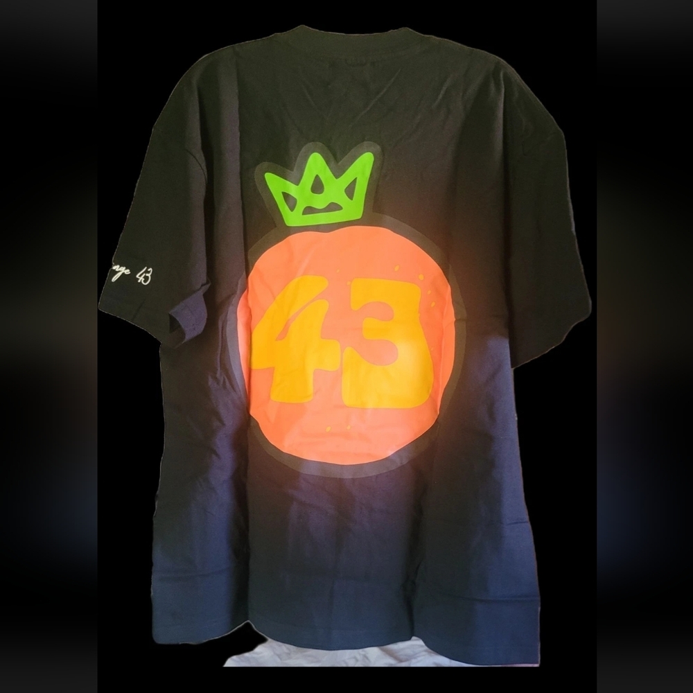 Mens Black Graphic T-Shirt with Orange 43 Design